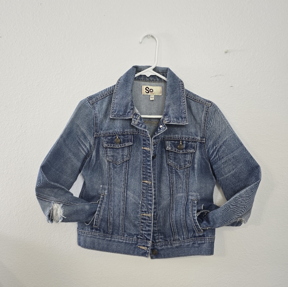 SO Junior's Blue Jean Jacket Size Large - Picture 3 of 5